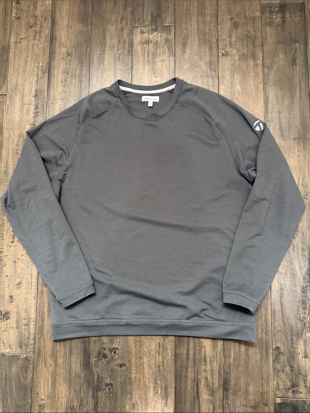 Peter Millar Pine Crewneck Gray Large Golf Pullover